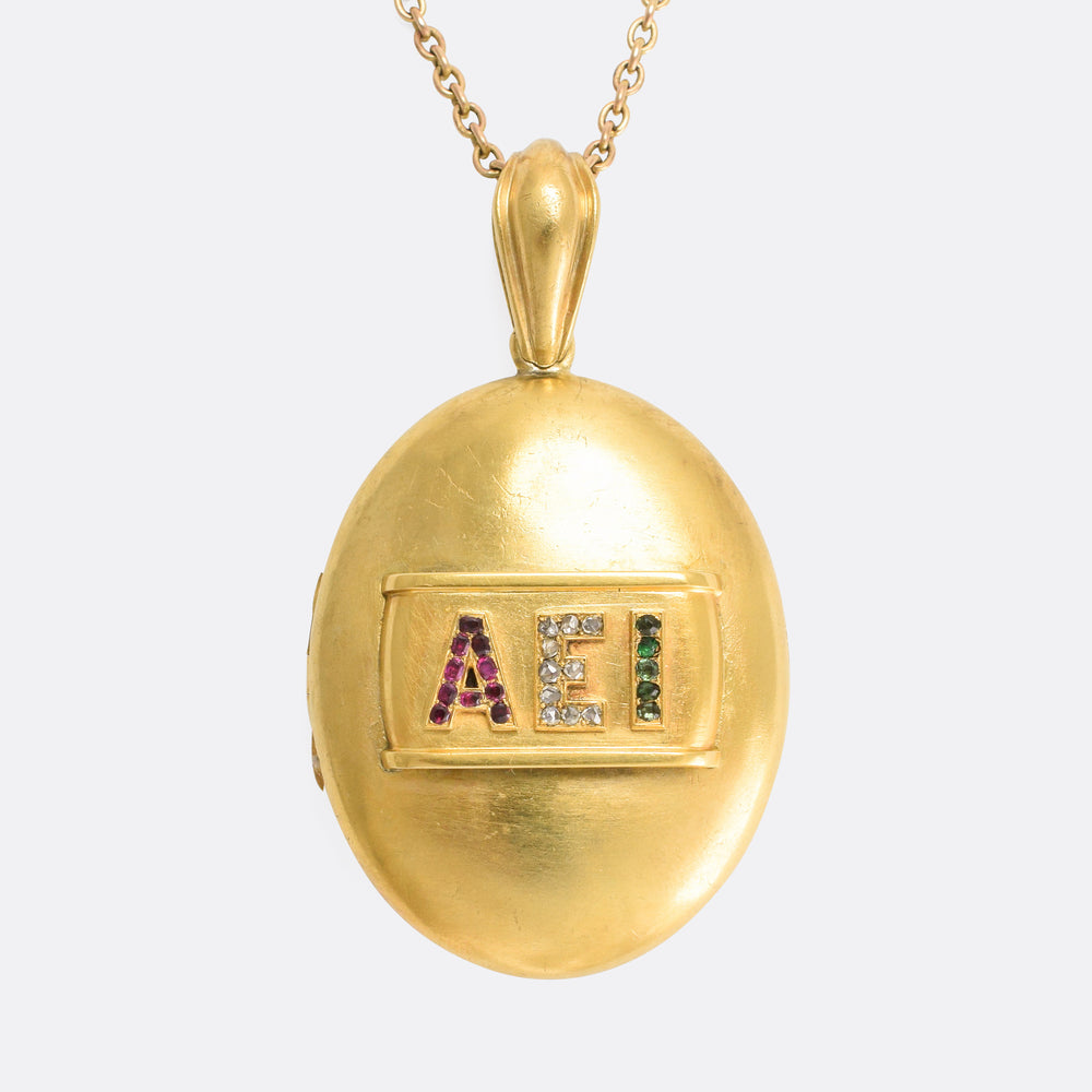 Victorian 18k Gold AEI Oval Locket