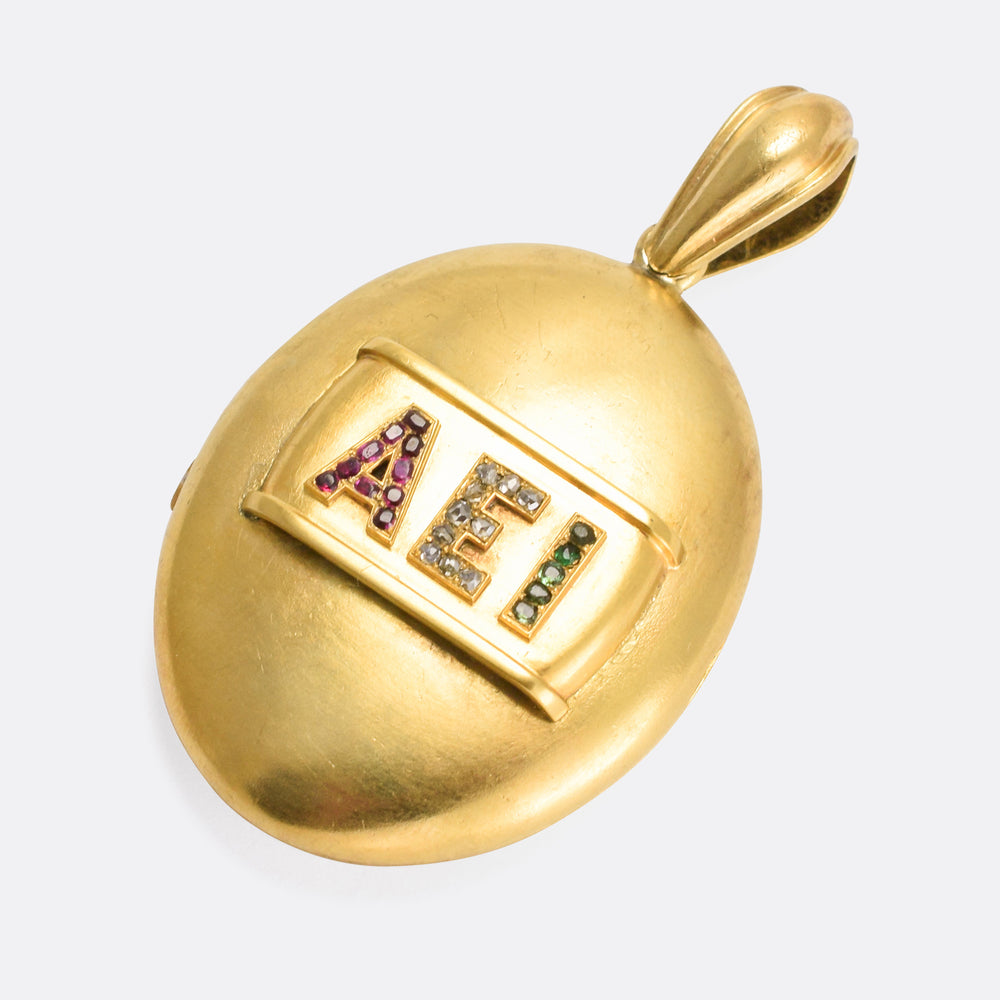 Victorian 18k Gold AEI Oval Locket