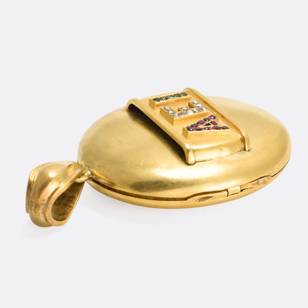 Victorian 18k Gold AEI Oval Locket