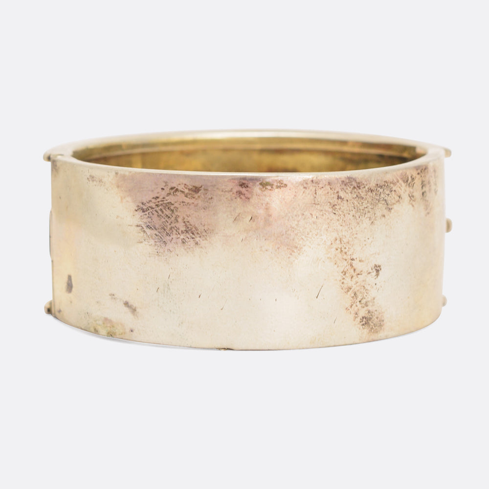 Victorian Aesthetic Movement Silver Cuff Bangle