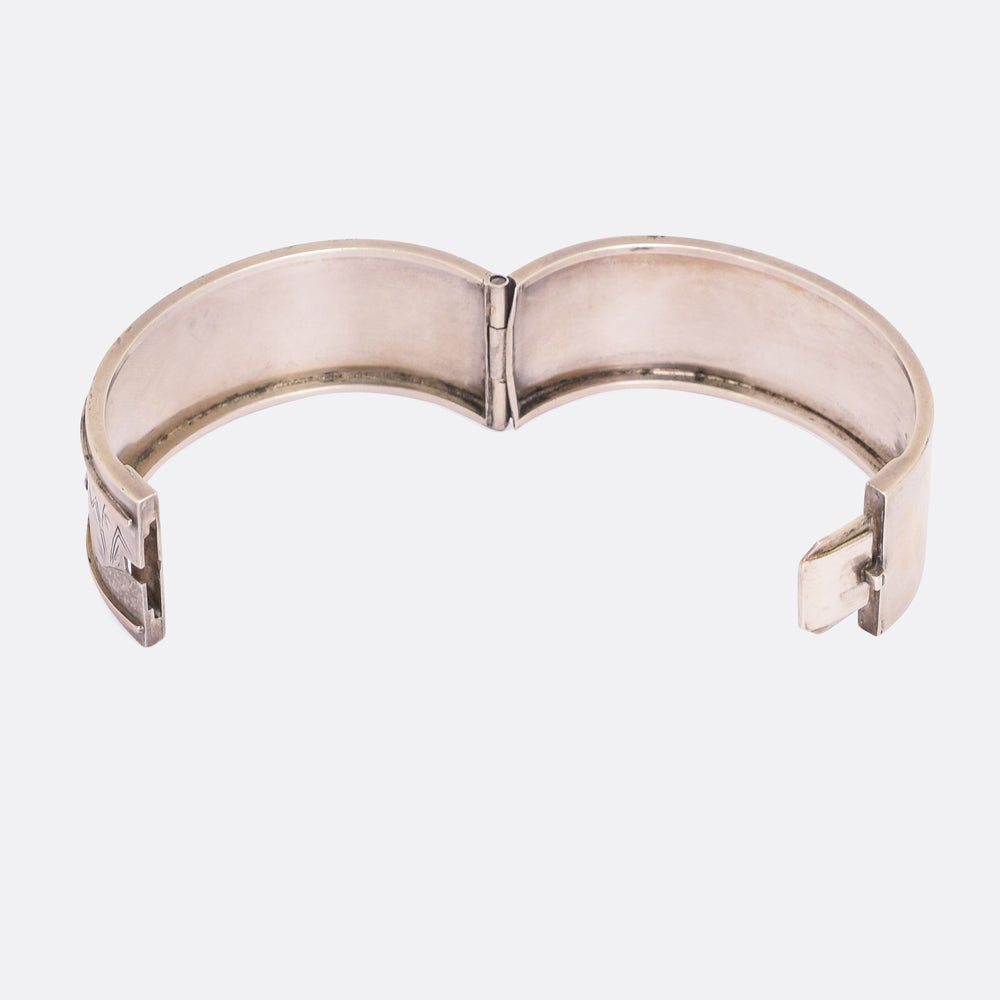 Victorian Aesthetic Movement Silver Cuff Bangle