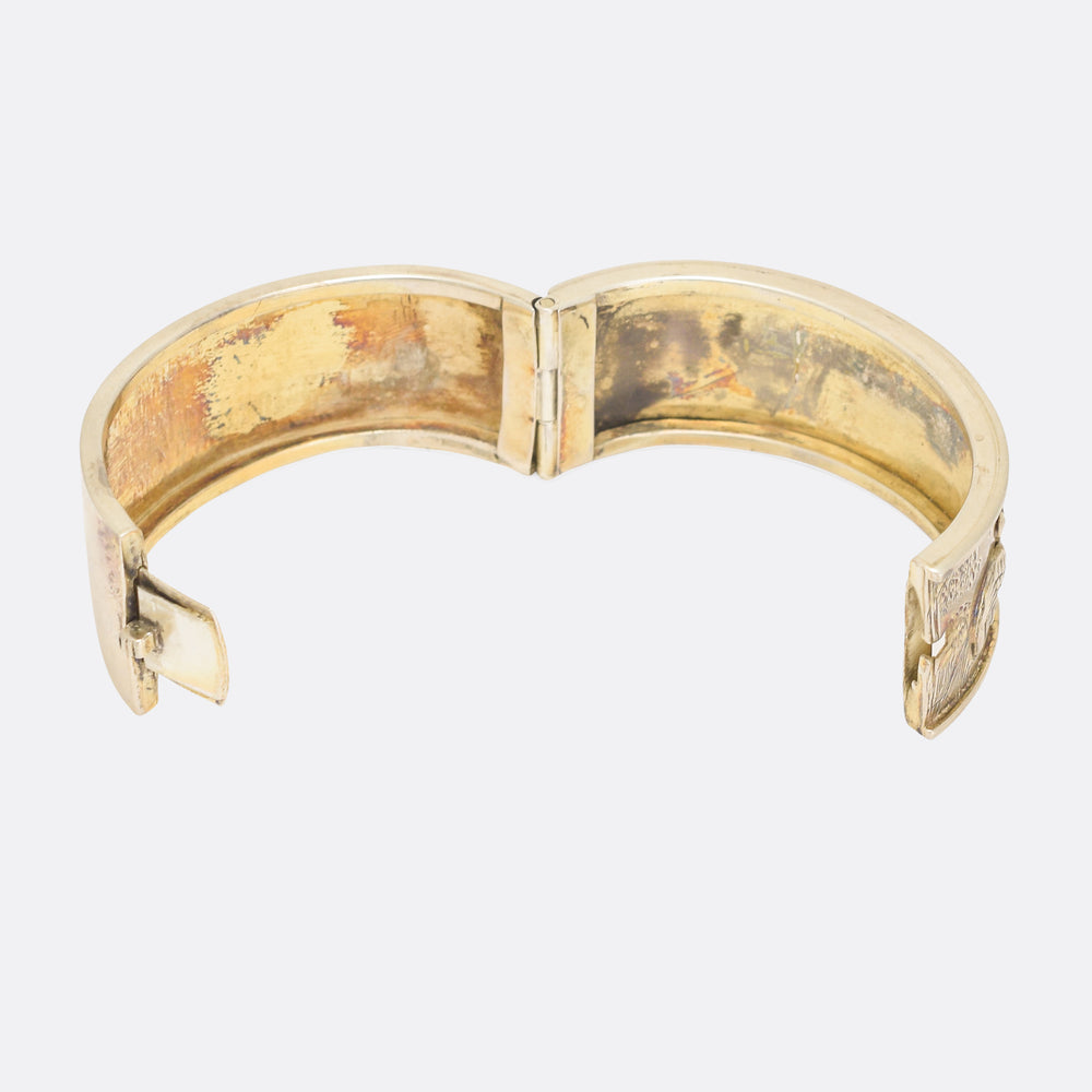 Victorian Aesthetic Movement Silver Cuff Bangle