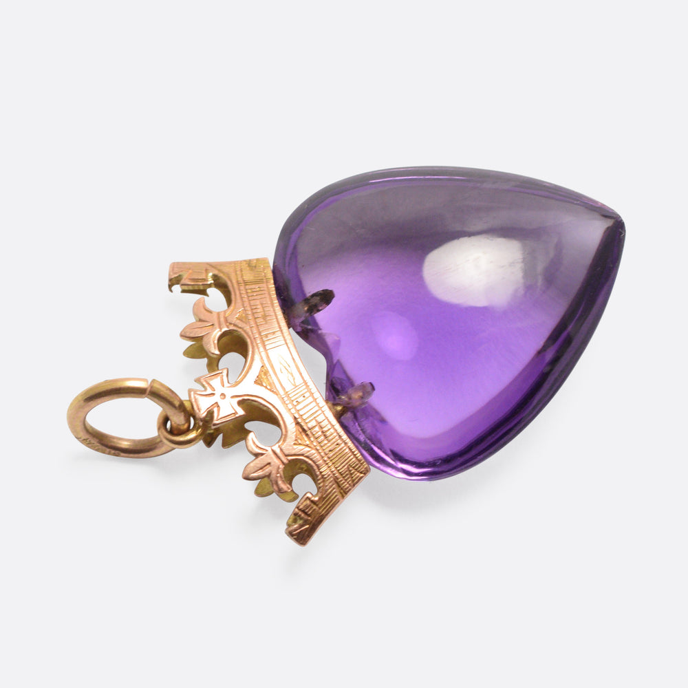 Victorian Amethyst Crowned Heart Pendant