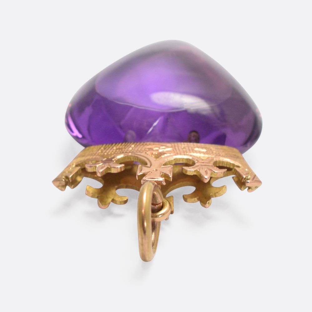 Victorian Amethyst Crowned Heart Pendant