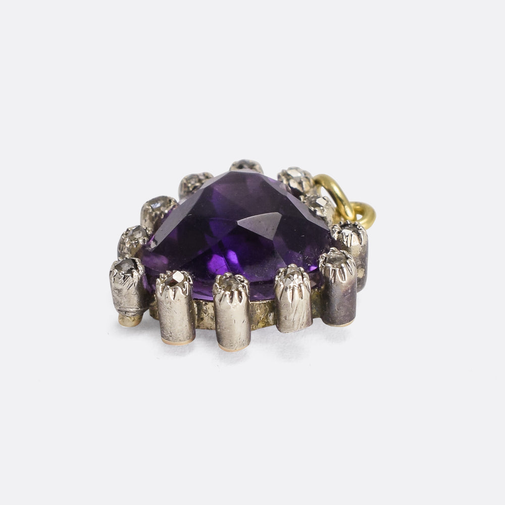 Victorian Amethyst & Diamond Heart Pendant