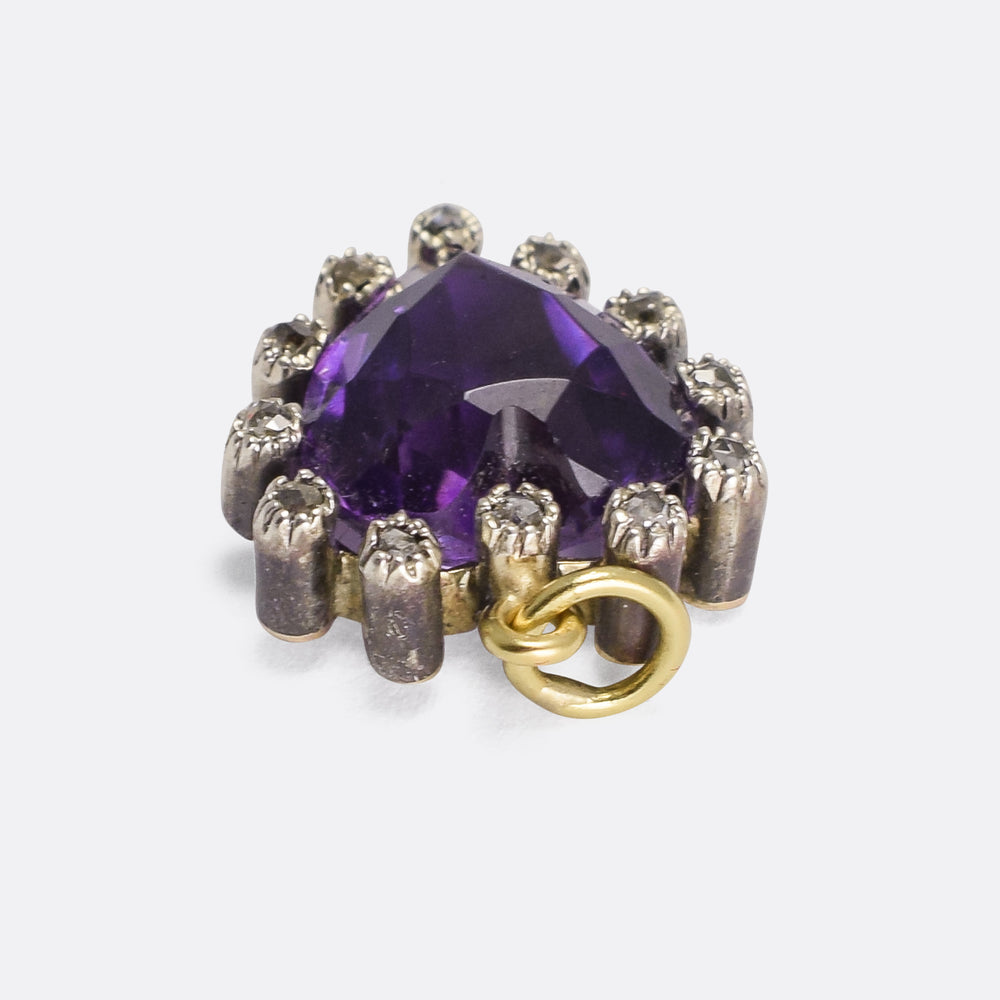 Victorian Amethyst & Diamond Heart Pendant