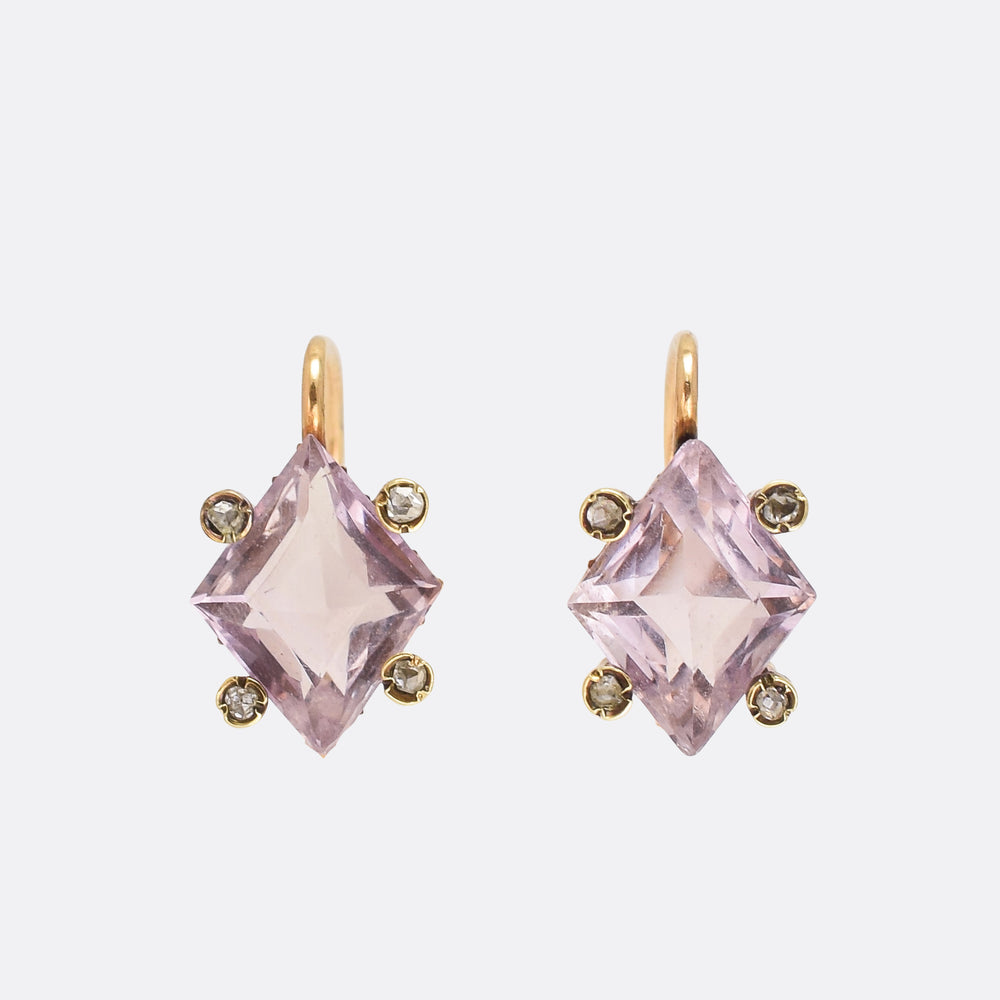 Victorian Amethyst & Diamond Leverback Earrings