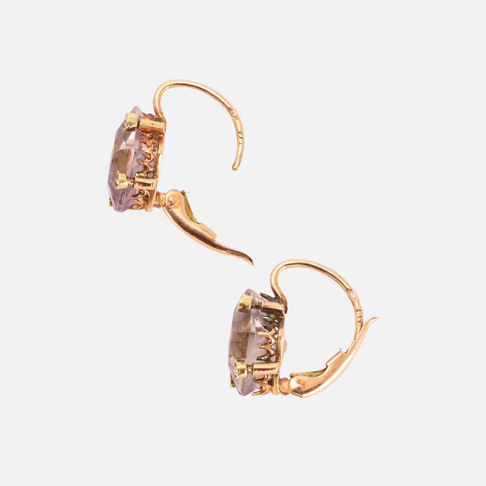 Victorian Amethyst & Diamond Leverback Earrings