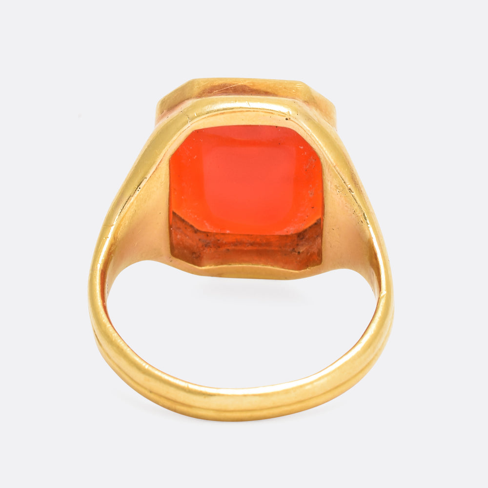 Victorian Carnelian Elephant Intaglio Signet Ring