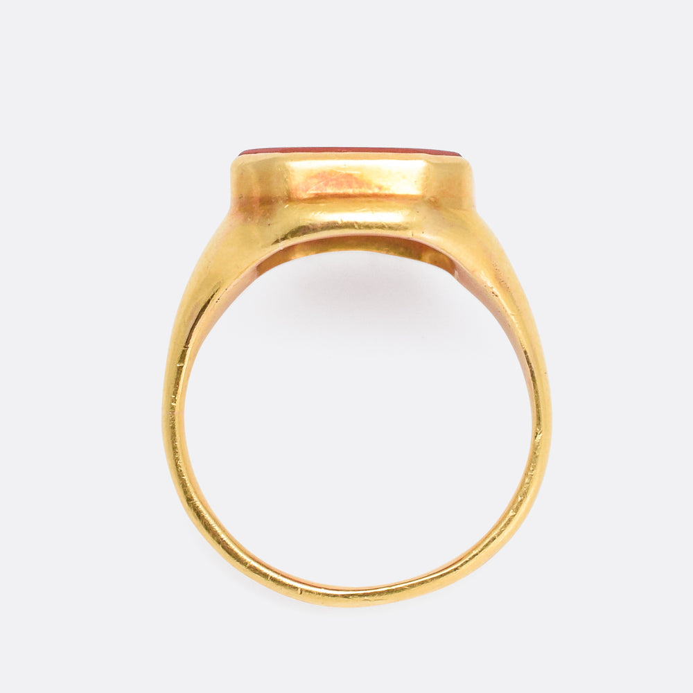 Victorian Carnelian Elephant Intaglio Signet Ring