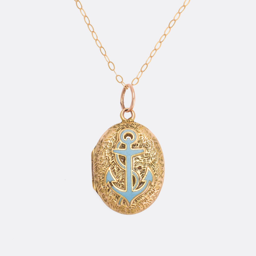Victorian Chased Turquoise Anchor Locket