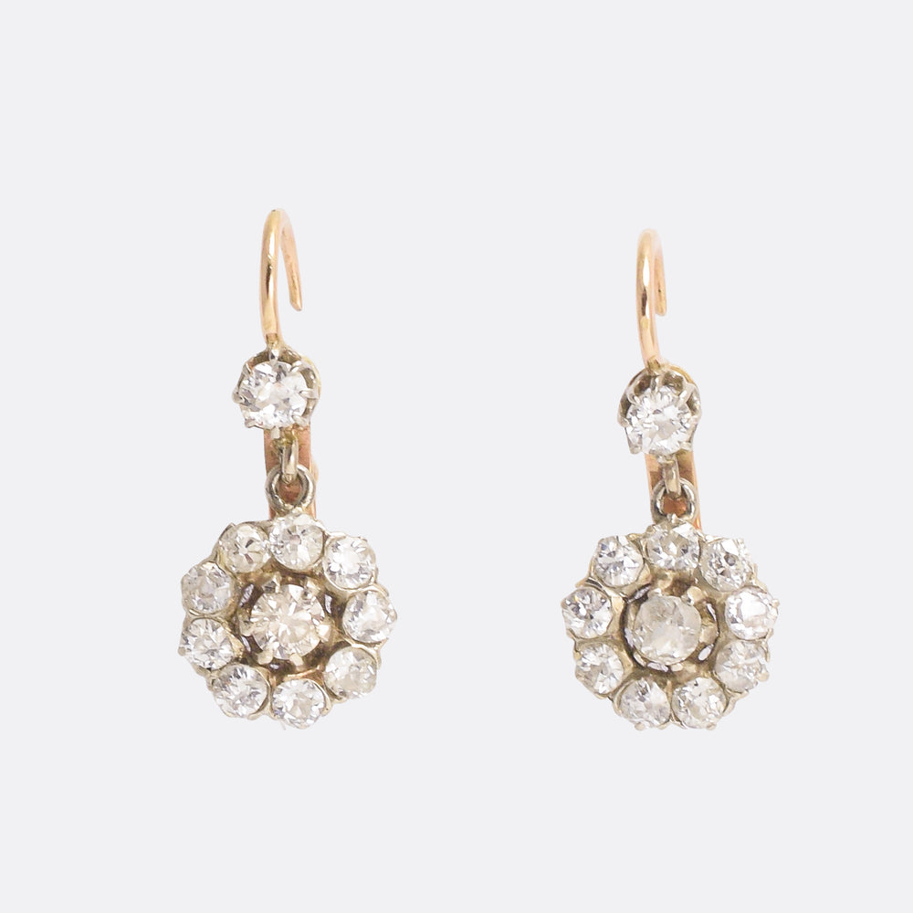 Victorian Diamond Cluster Earrings