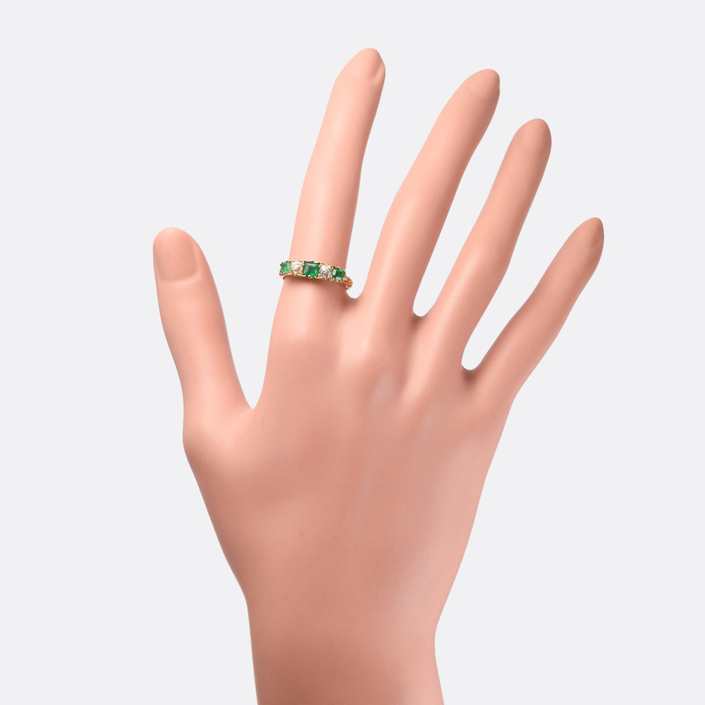 Victorian Emerald & Diamond 5-Stone Ring