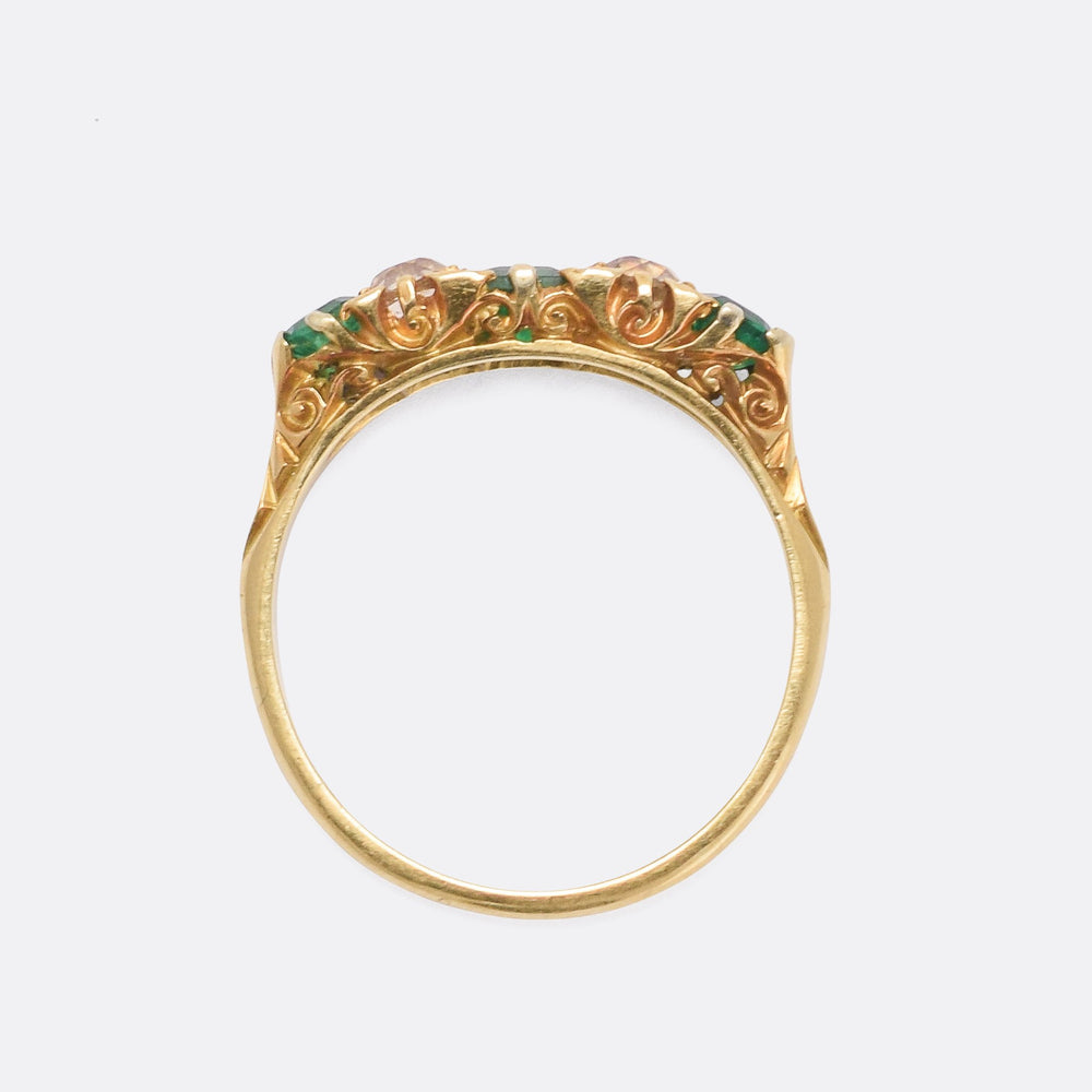 Victorian Emerald & Diamond 5-Stone Ring