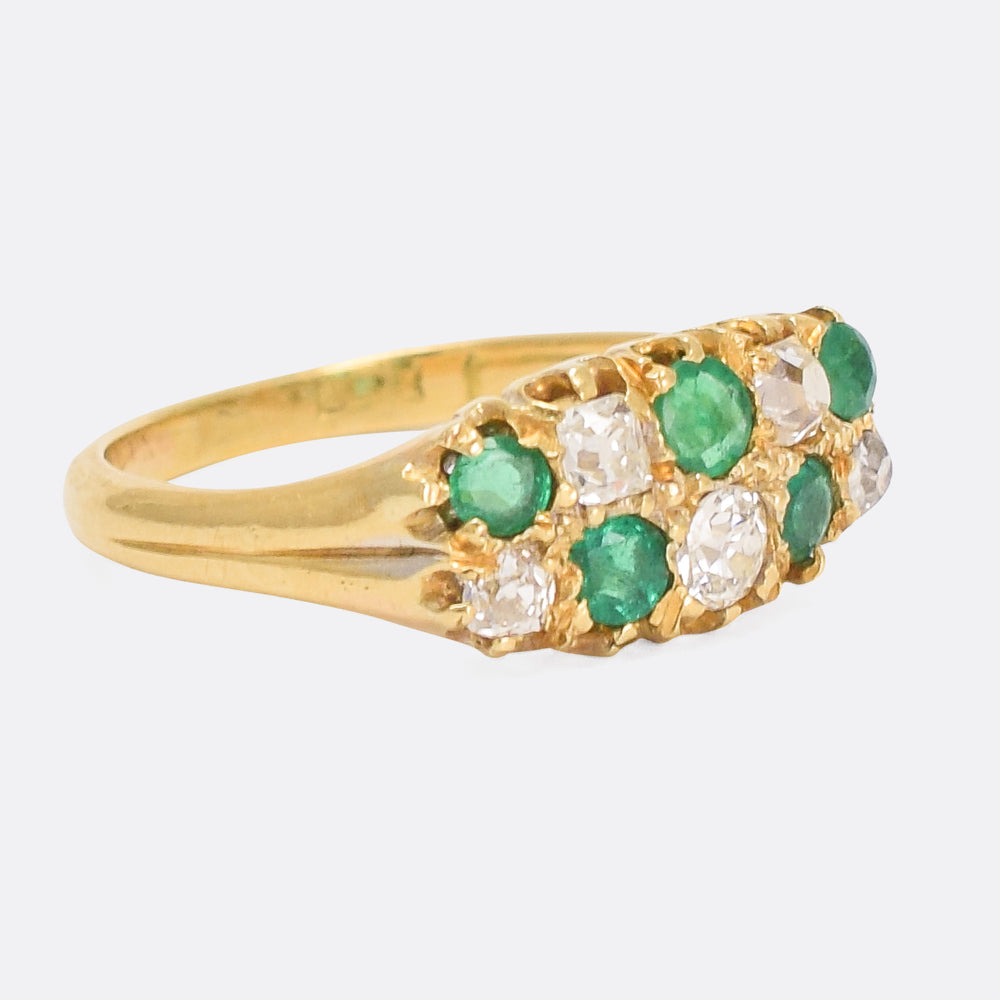 Victorian Emerald & Diamond Chequerboard Ring