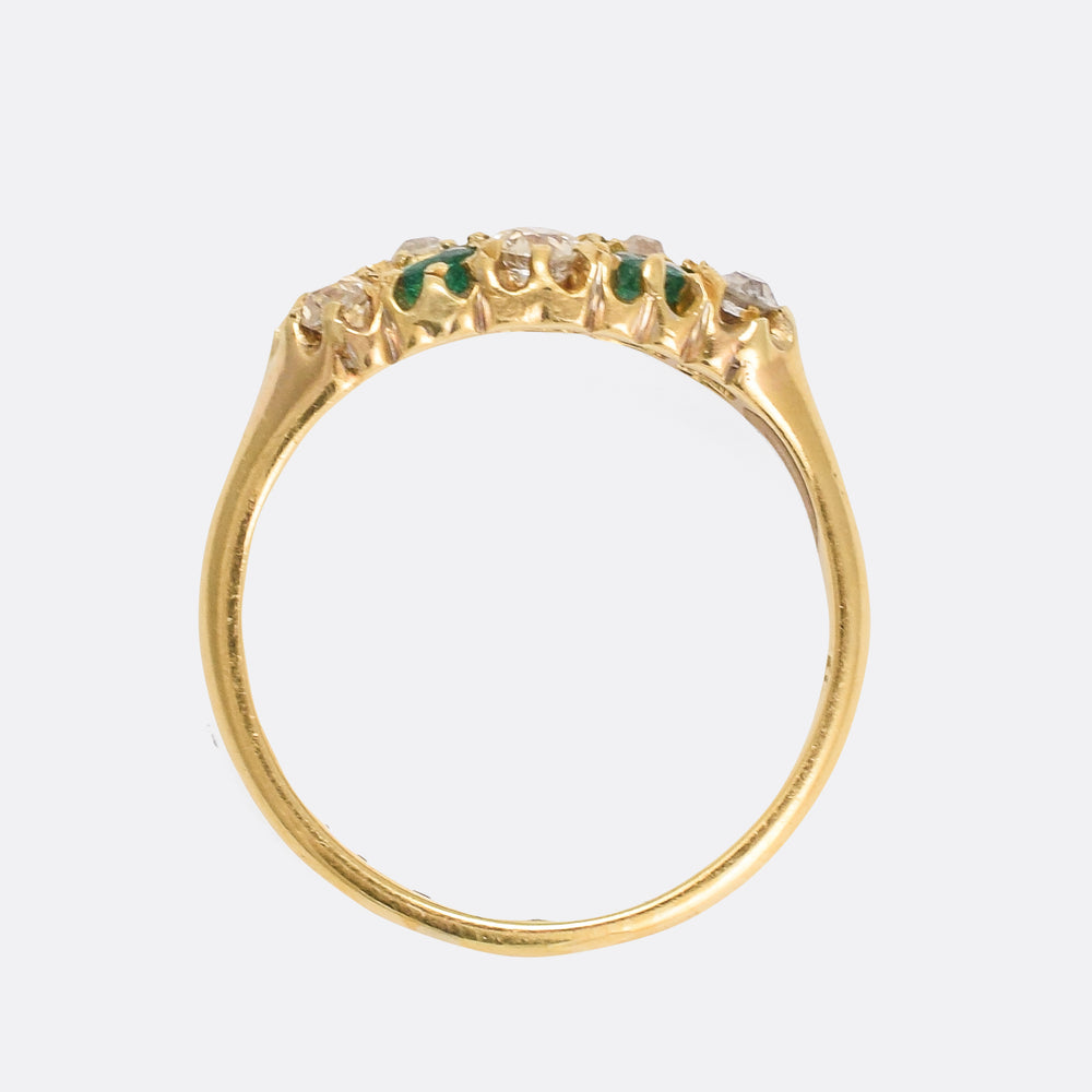 Victorian Emerald & Diamond Chequerboard Ring
