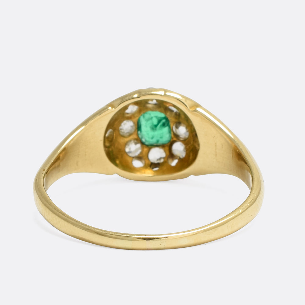 Victorian Emerald & Diamond Cluster Ring