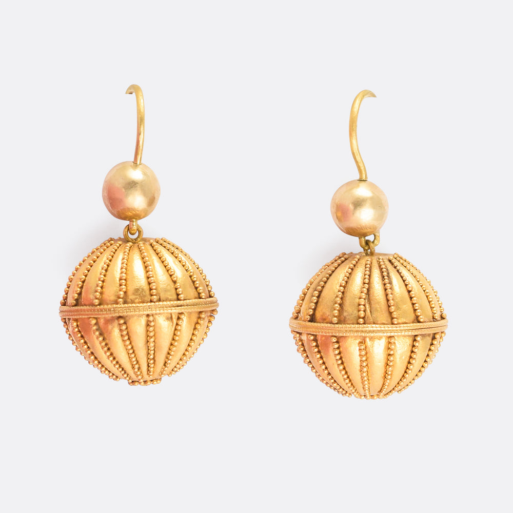 Victorian Etruscan Revival Orb Earrings