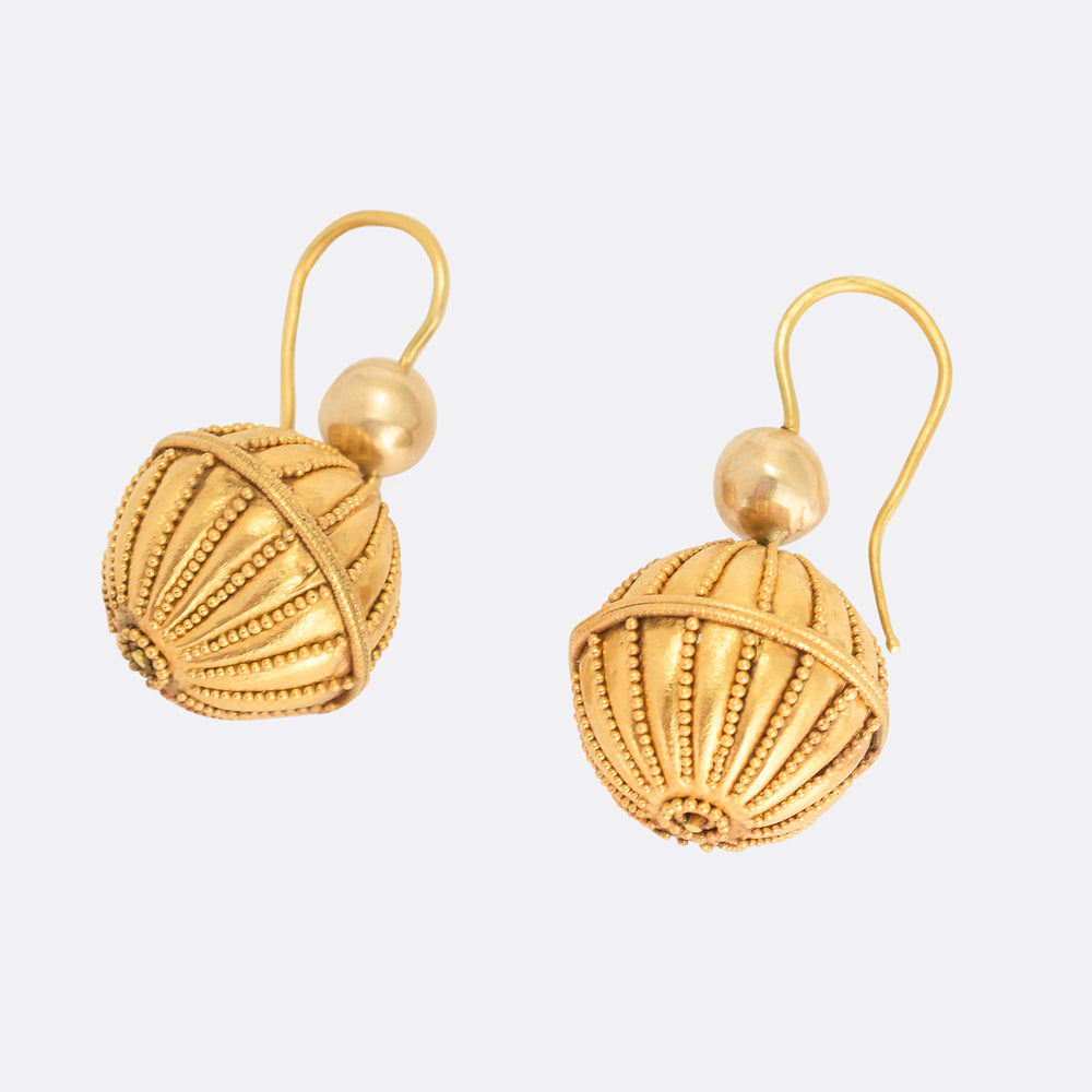 Victorian Etruscan Revival Orb Earrings