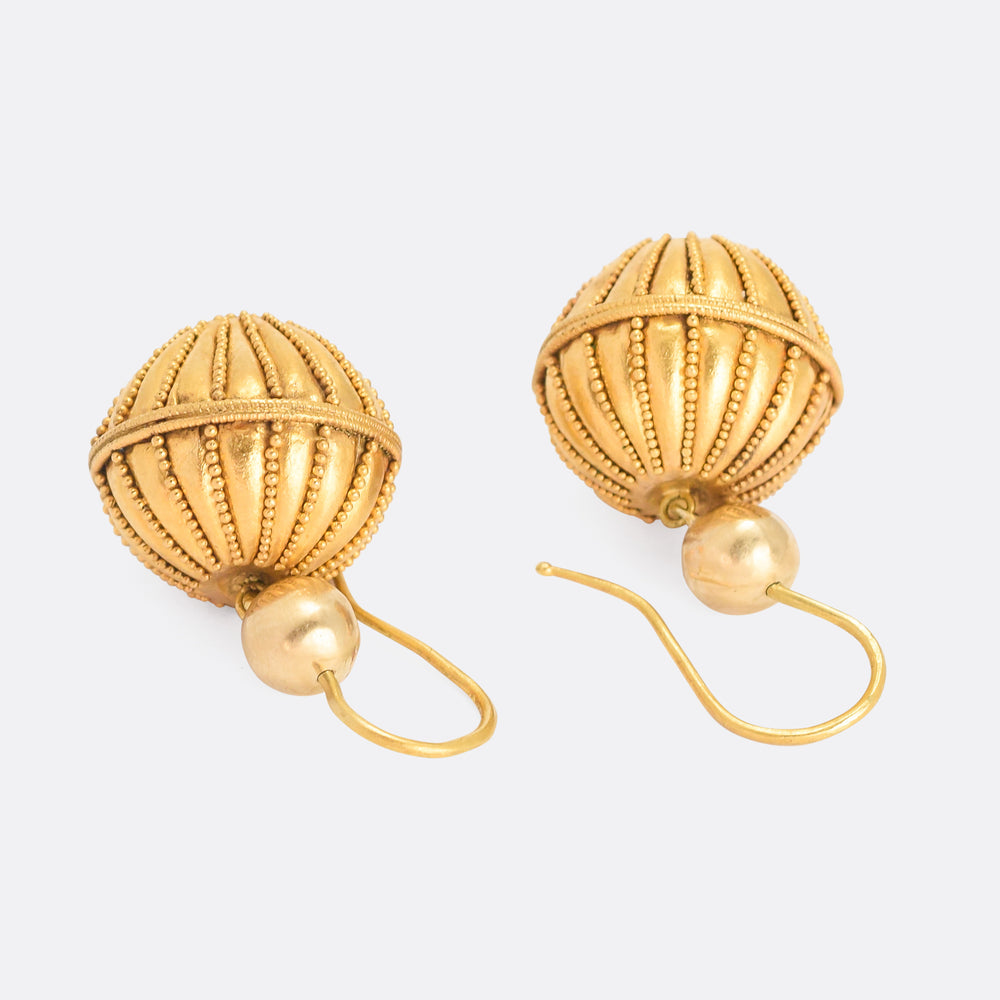 Victorian Etruscan Revival Orb Earrings