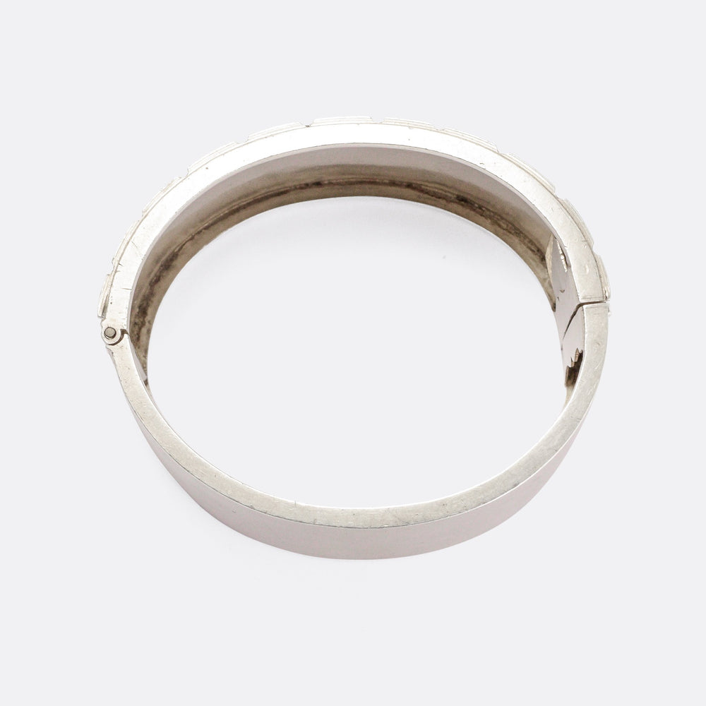 Victorian Foilate Chased Silver Cuff Bangle