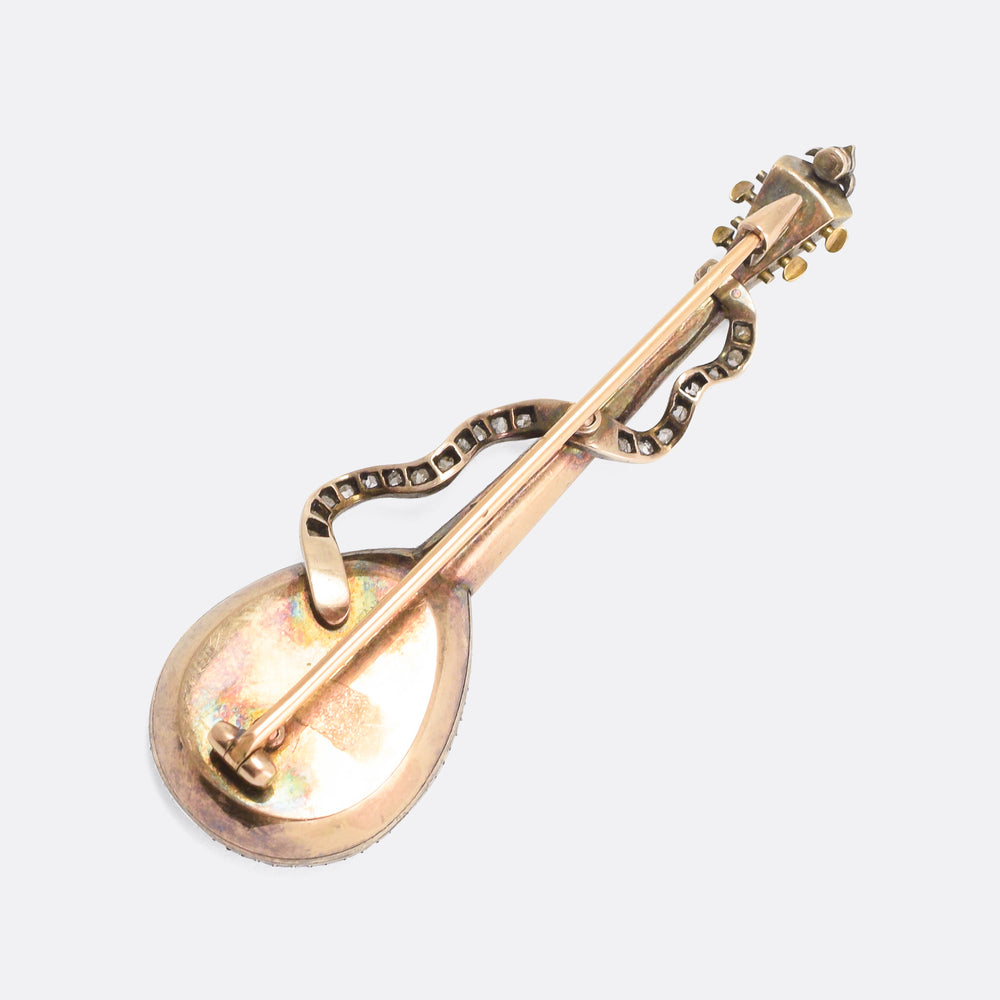 Victorian Gemset Mandolin Brooch