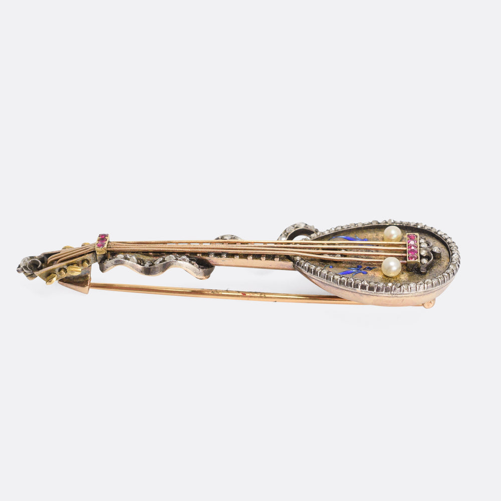 Victorian Gemset Mandolin Brooch