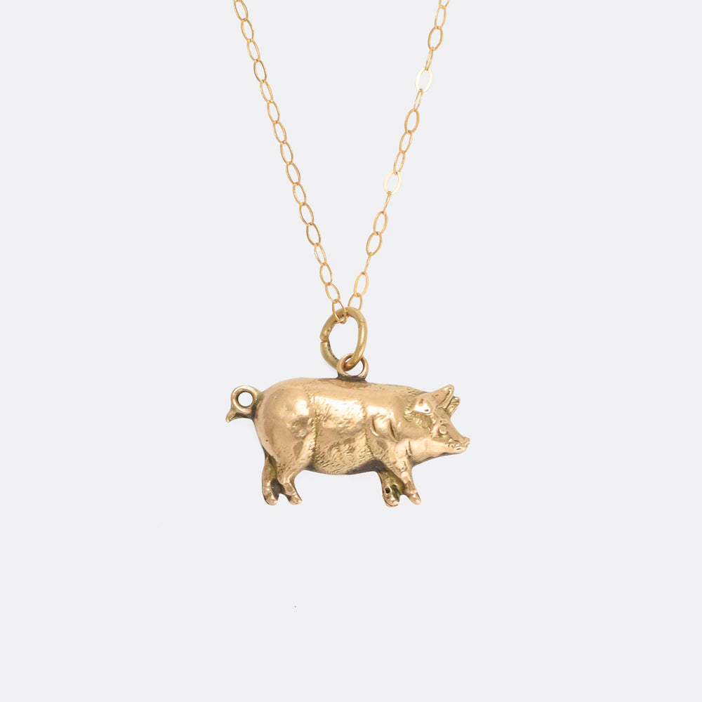 Victorian Gold Lucky Pig Charm