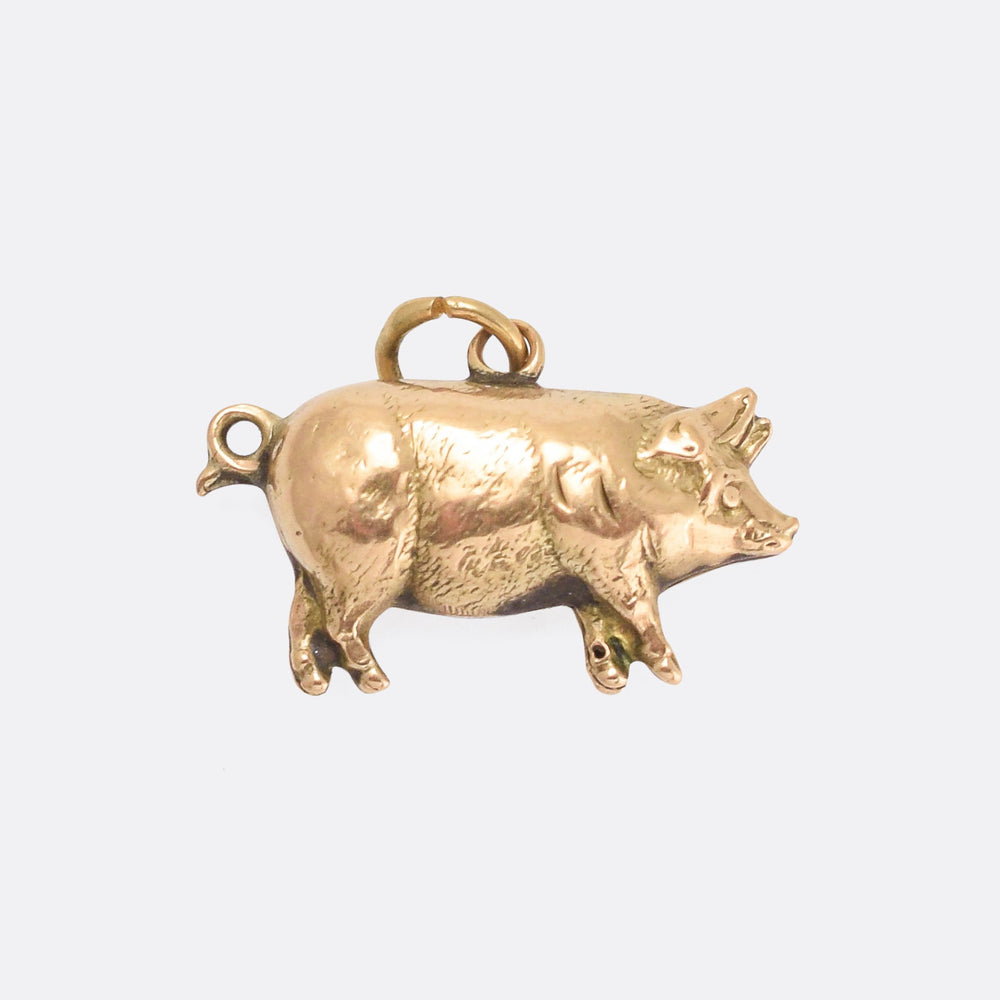Victorian Gold Lucky Pig Charm