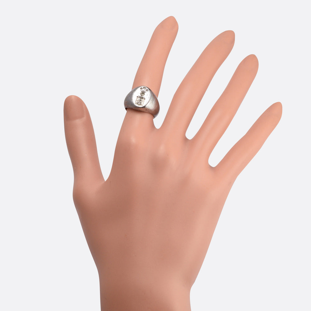 Victorian Gold & Steel Heraldic Signet Ring