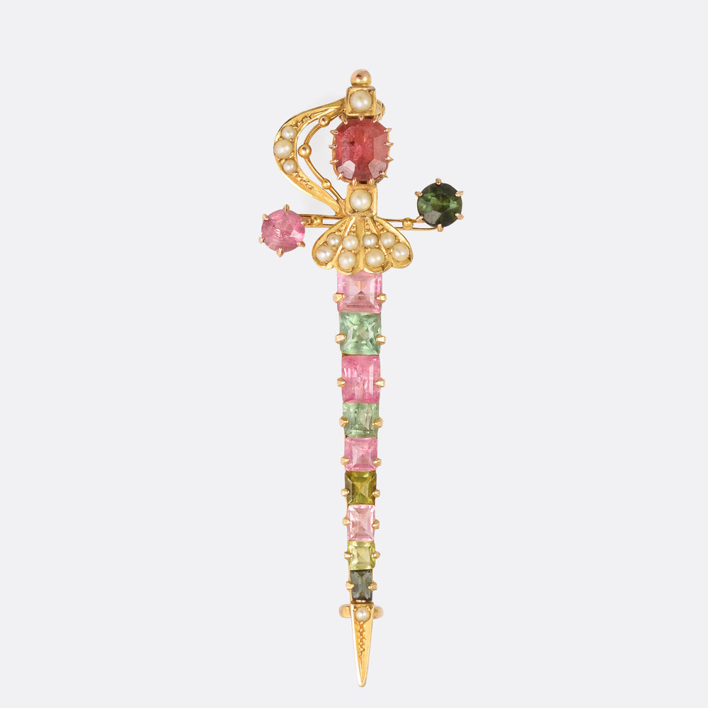 Victorian Harlequin Sword Brooch