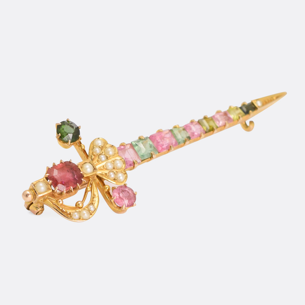 Victorian Harlequin Sword Brooch
