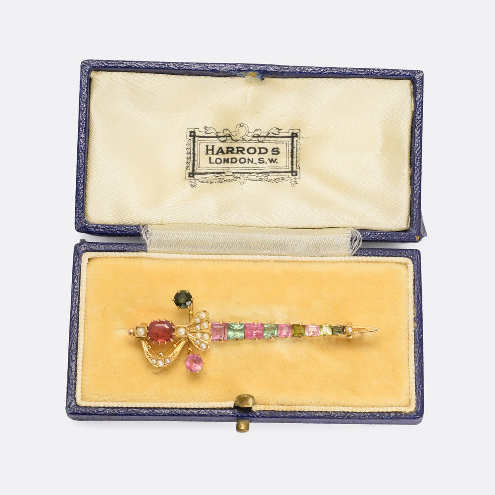 Victorian Harlequin Sword Brooch