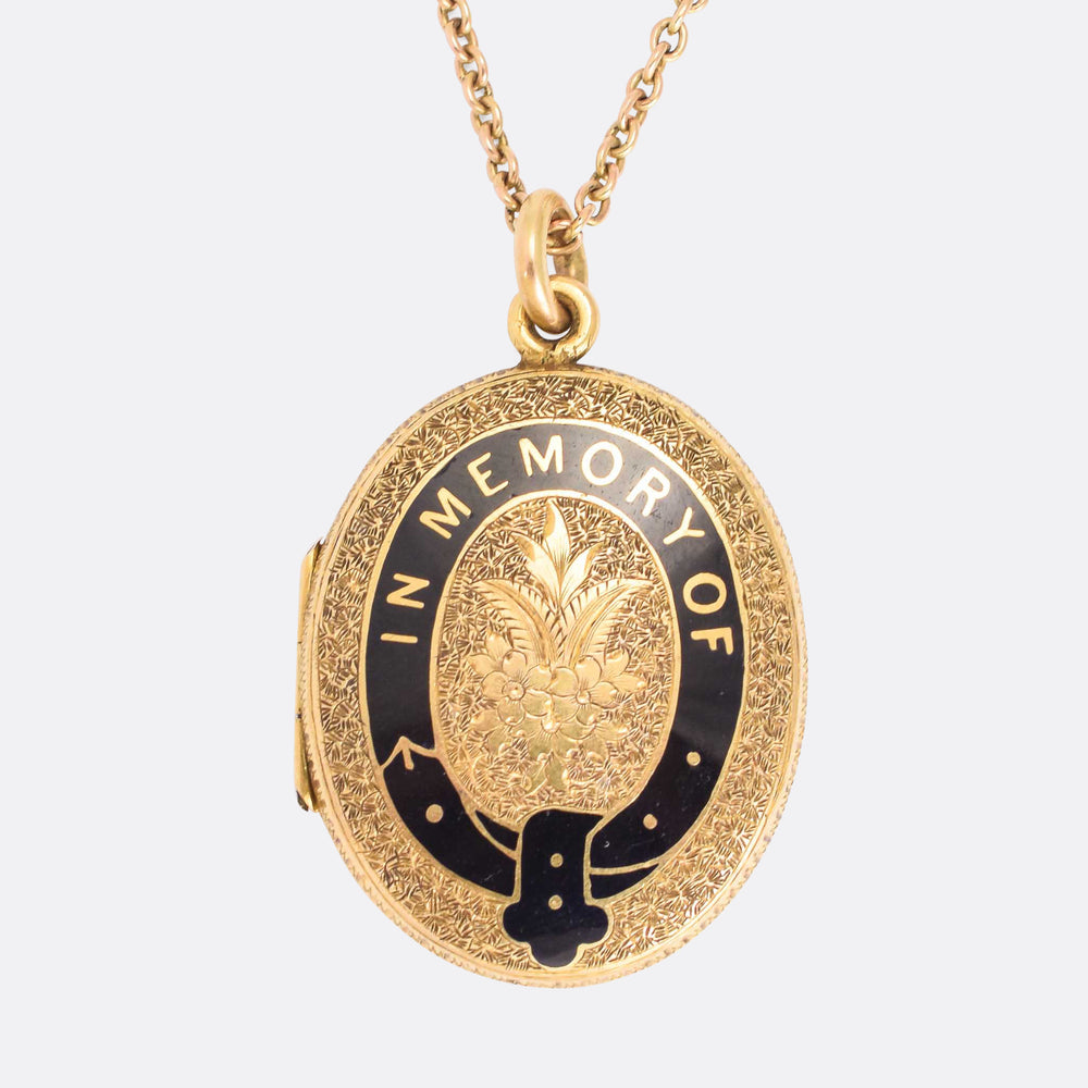 Victorian IN MEMORY OF Oval Mourning Locket