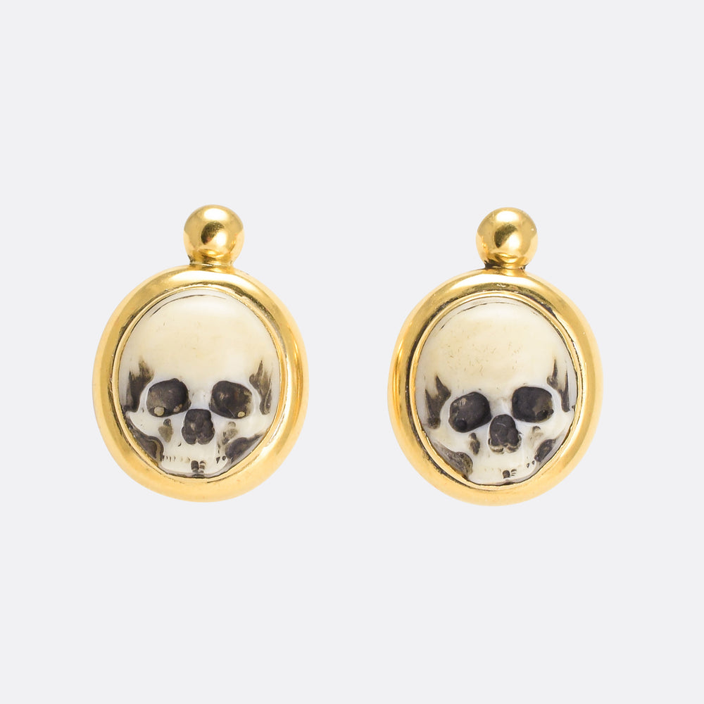 Victorian Memento Mori Skull Earrings