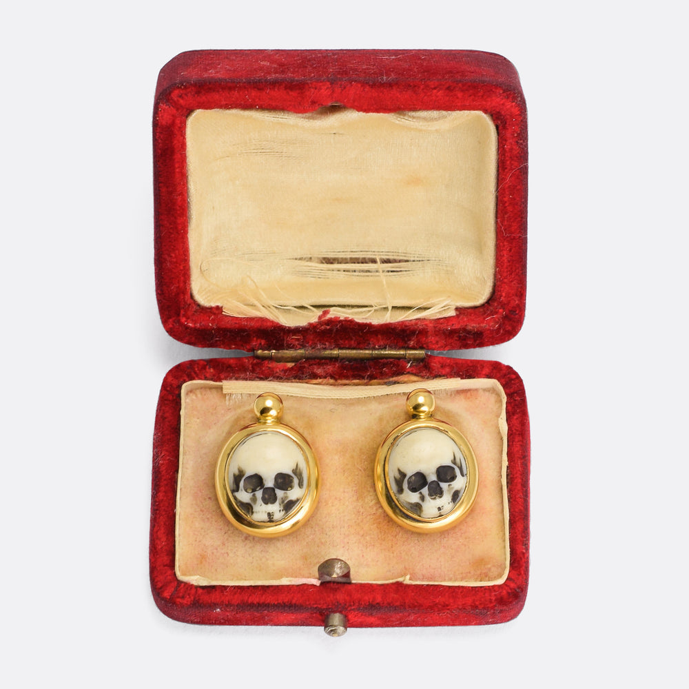 Victorian Memento Mori Skull Earrings