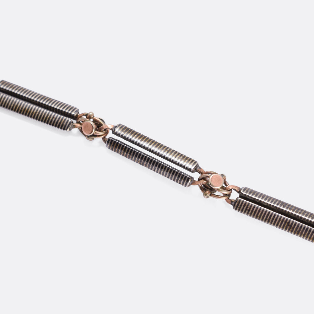 Victorian Niello Silver Chain