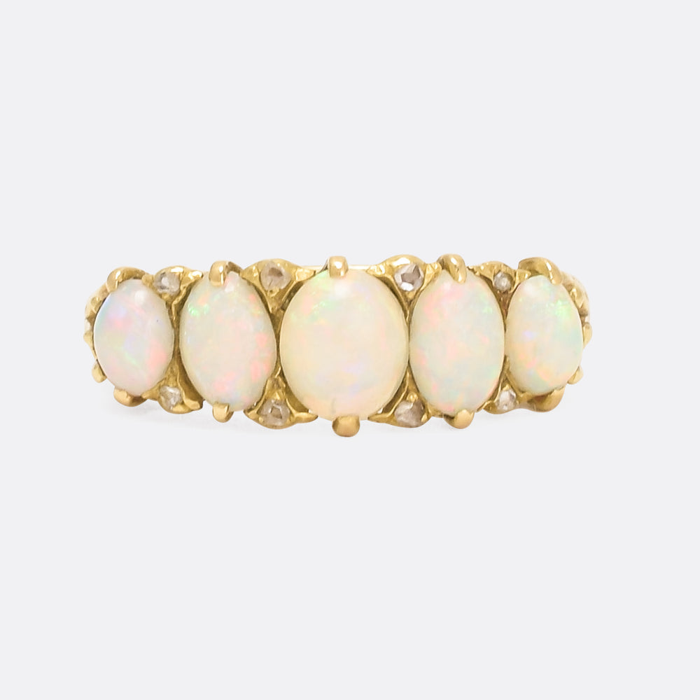 Victorian Opal & Diamond Five-Stone Ring