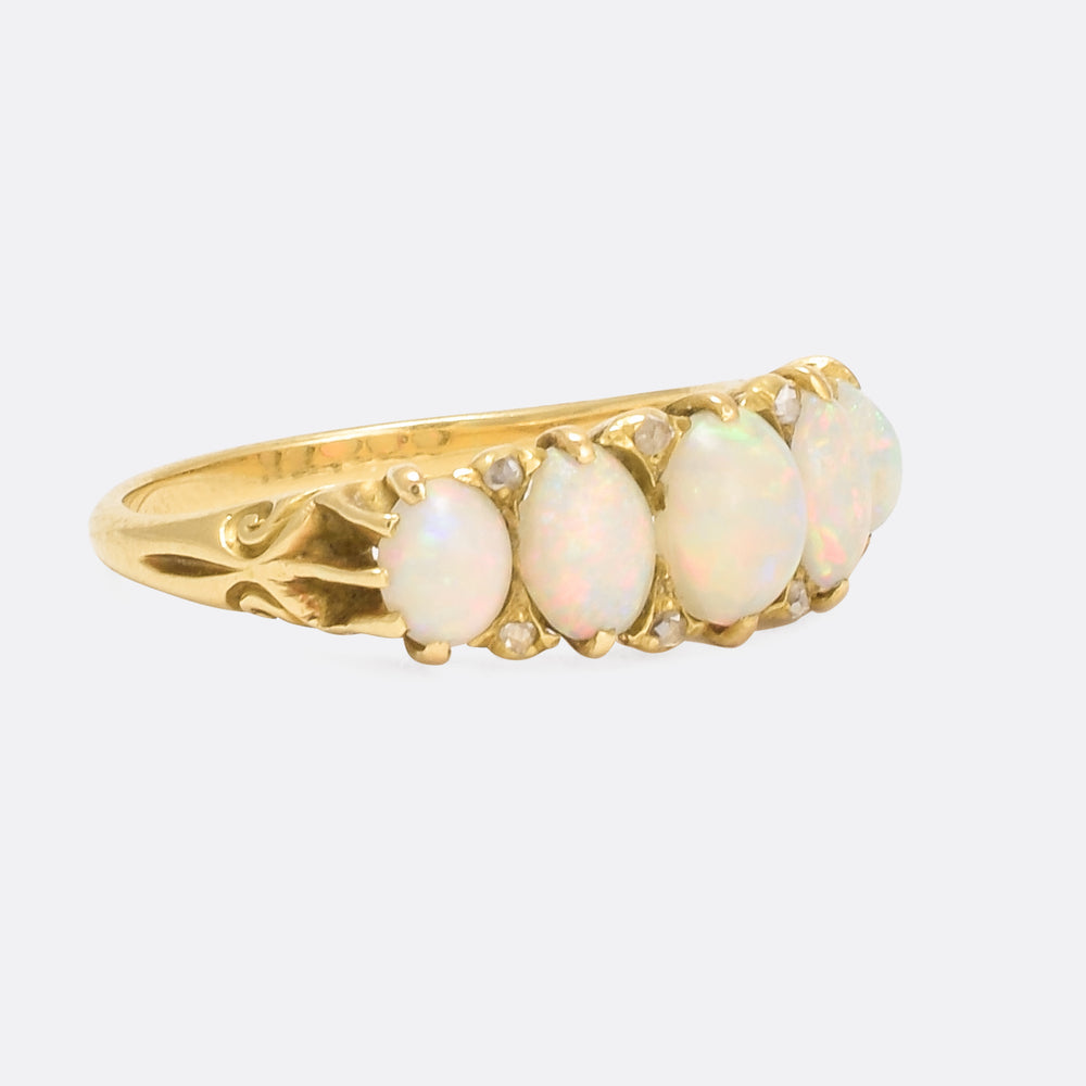 Victorian Opal & Diamond Five-Stone Ring