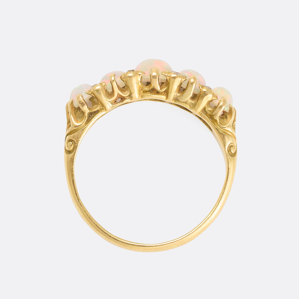 Victorian Opal & Diamond Five-Stone Ring