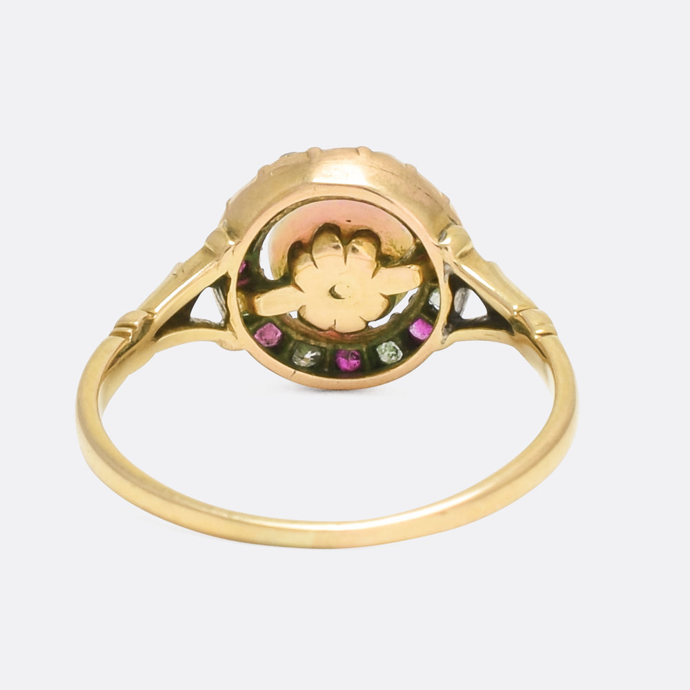 Victorian Opal, Ruby & Diamond Cluster Ring