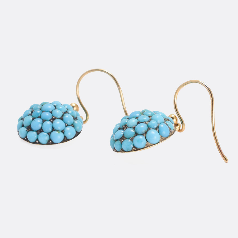 Victorian Pavé Turquoise Dome Earrings