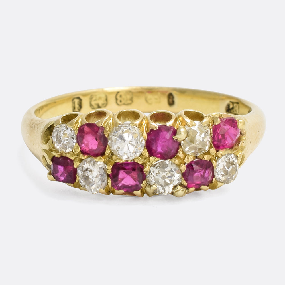 Victorian Ruby & Diamond Chequerboard Ring
