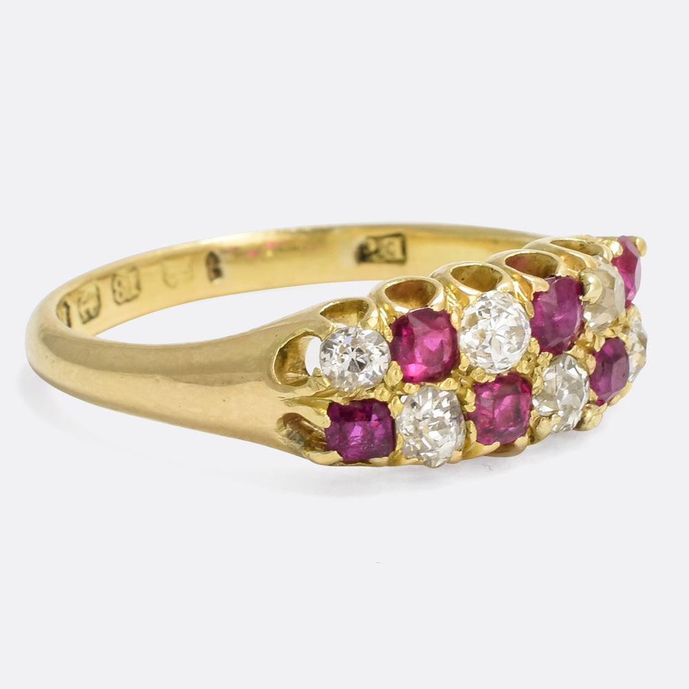 Victorian Ruby & Diamond Chequerboard Ring