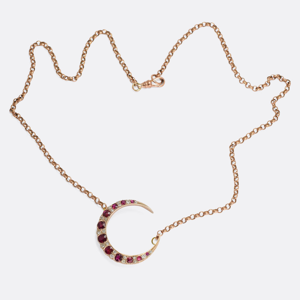 Victorian Ruby & Diamond Crescent Necklace