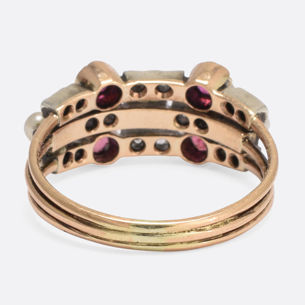 Victorian Ruby Diamond & Pearl Harem Ring