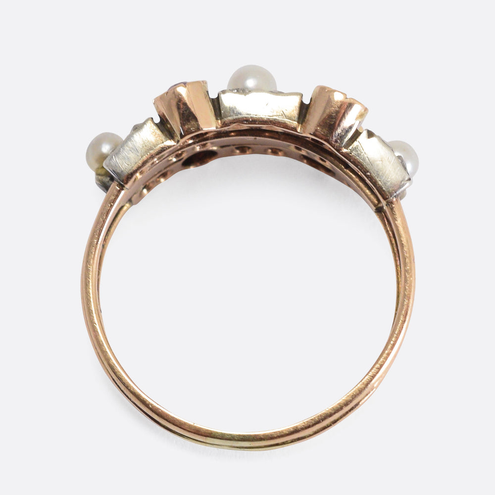 Victorian Ruby Diamond & Pearl Harem Ring