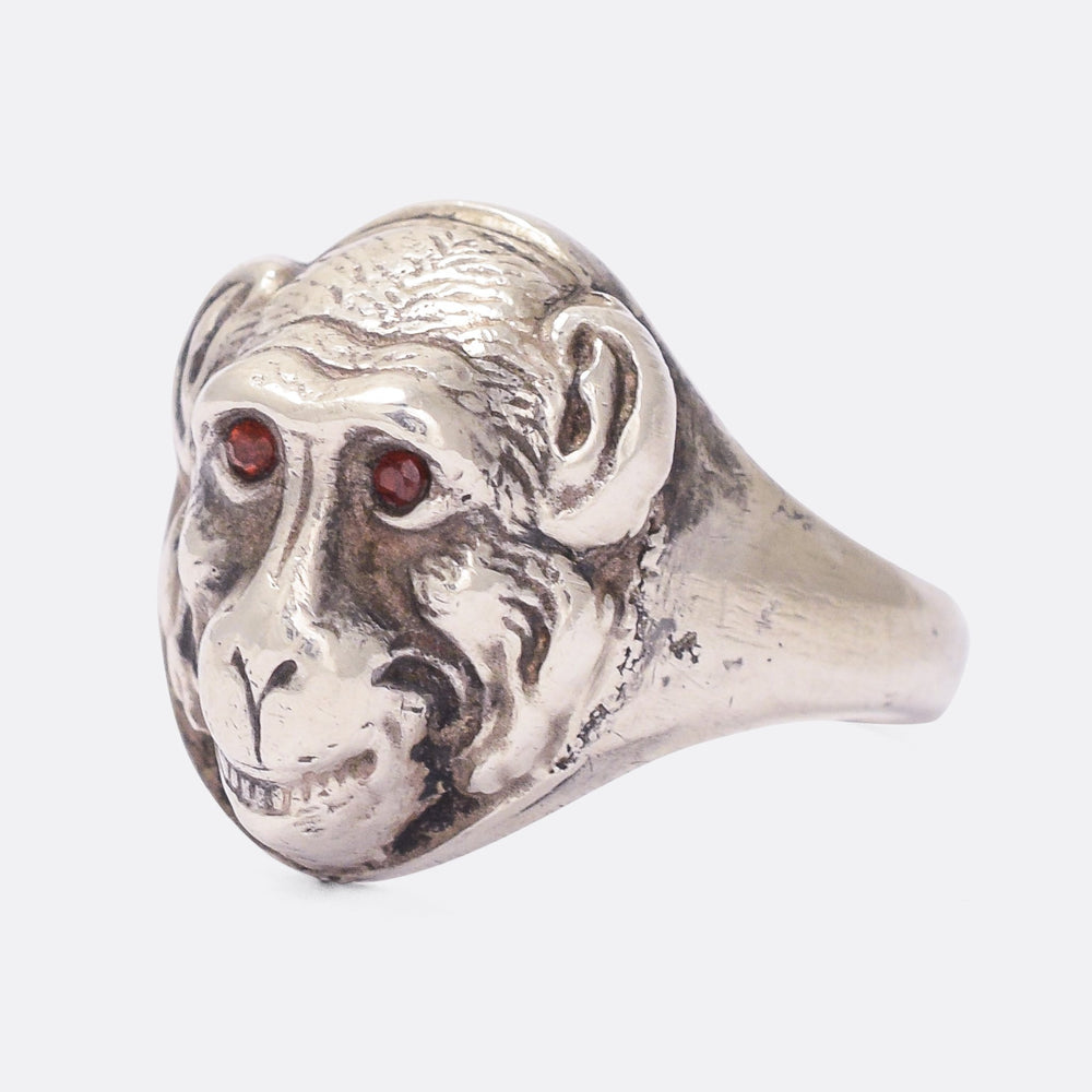 Victorian Ruby Eye Monkey Face Ring