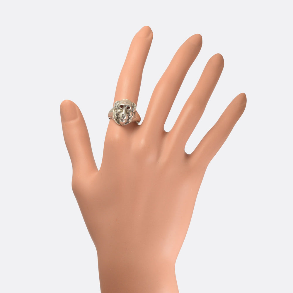Victorian Ruby Eye Monkey Face Ring
