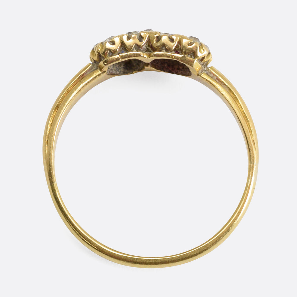 Victorian Sapphire & Ruby Double Heart Ring